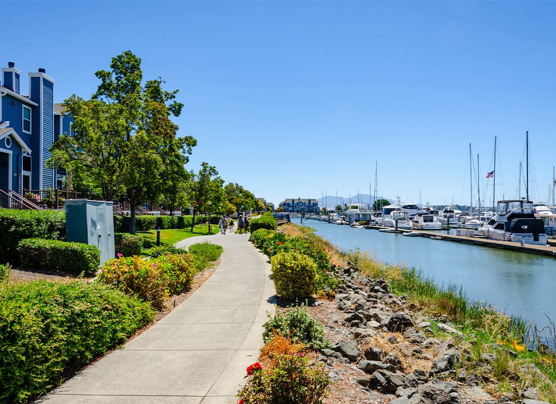Benicia, CA - Footpath Around the Edge of Benicia Marina in California, USA